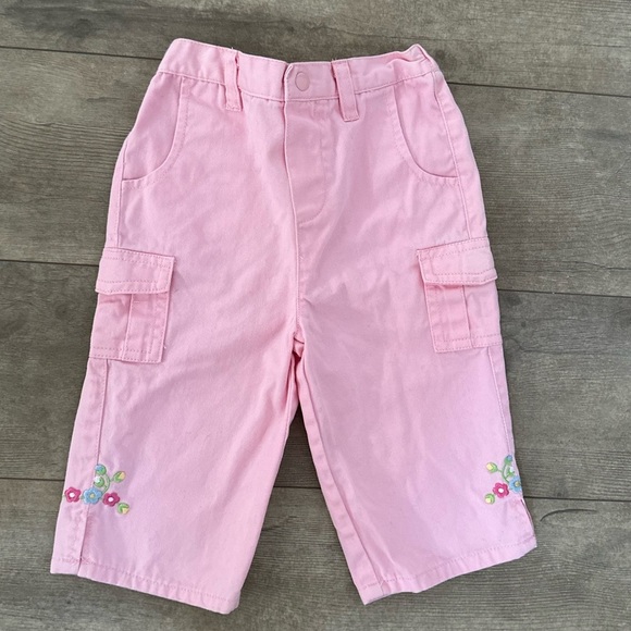90s BT Kids Pink Cargo floral pants baby girl 24 months - Picture 1 of 7